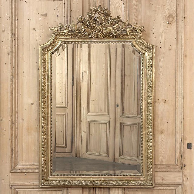 Late 19th Century Antique 19th Century French Louis XVI Gilded Mirror For Sale - Image 5 of 18