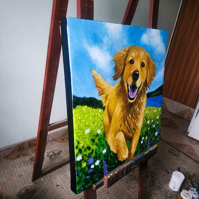 "Joy Runs Free" is part of the series "The Language of Hope." The dog represents companionship, playfulness and the...