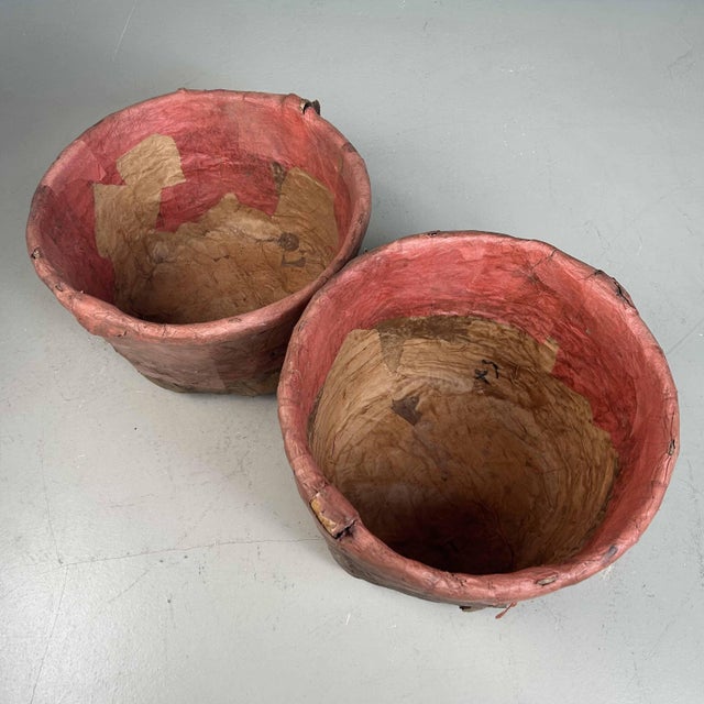 Antique Bamboo Baskets with Washi Paper, Japan, Set of 2 For Sale - Image 5 of 18