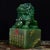 Green Shoushan Stone Guardian Lion Seal – 6" Foo Dog Stamp With Gilt Calligraphy & Red Seal Paste For Sale - Image 8 of 9