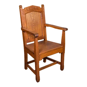 Antique Schoolmaster's Chair, English, Oak, Desk, Elbow, Seat, Edwardian, C.1910