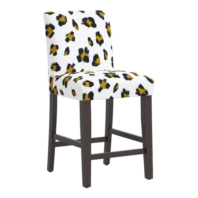 Chelsea Counter Stool in Ochre Brush Cheetah For Sale