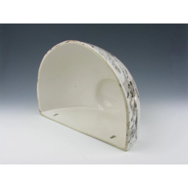 Vintage Charleton Large White Ceramic Wall Pocket Planter With Faux Marble Finish For Sale - Image 11 of 13