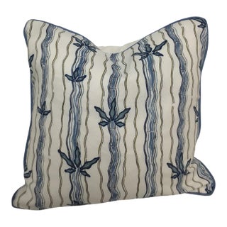 Jed Johnson Walden in Steam Nautical Beach White and Blue Pillow For Sale