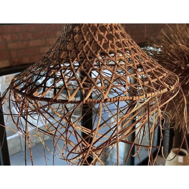 Wood Pair of Decorative French Rattan Pendant Lights For Sale - Image 7 of 10