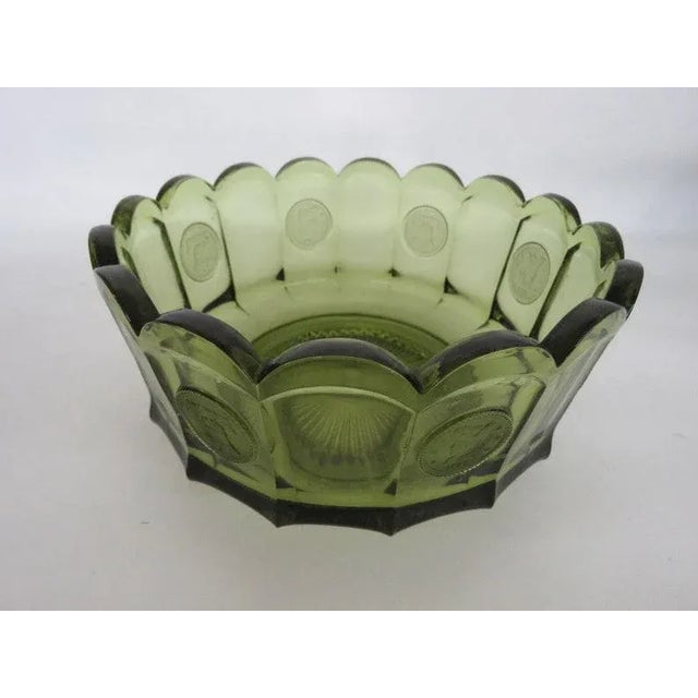 Fostoria Coin Glass Green Liberty Bell Scalloped Bowl Dish For Sale - Image 11 of 11