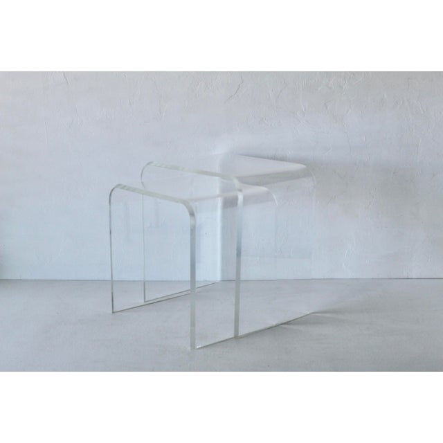 Plastic Vintage Lucite Acrylic Waterfall Nesting Tables, Mid-Century Modern-a Pair For Sale - Image 7 of 15