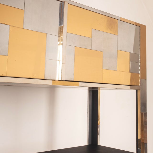 Cityscape Brass and Stainless Steel Bookcase by Paul Evans, 1971 For Sale - Image 9 of 18