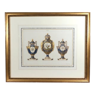 Édouard Garnier Lithograph of Sèvres Porcelain Vase Garniture Circa 1892 For Sale