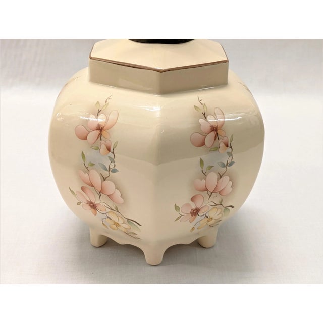 Ceramic Mid-Century Petite Floral Lamps - a Pair For Sale - Image 7 of 11