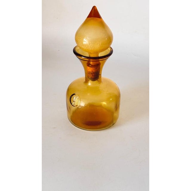 Vintage Italian Art Glass Bottle with Large Blown Glass Stopper, 1960s For Sale - Image 11 of 13
