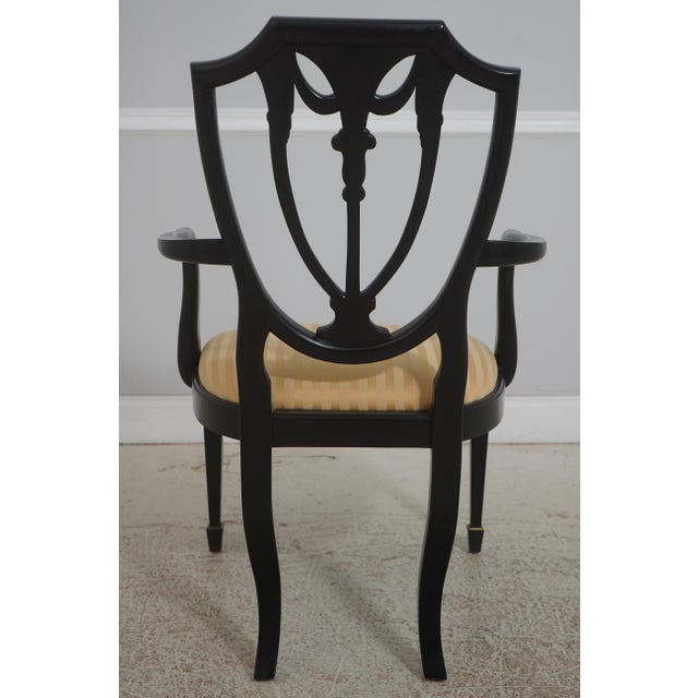 Henkel Harris Set of 10 Henkel Harris Black Finish Hepplewhite Dining Room Chairs For Sale - Image 4 of 18