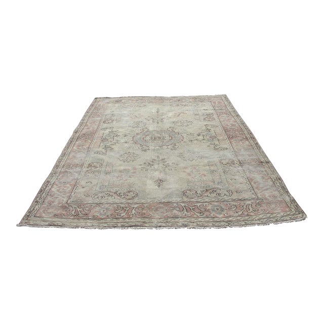 Hand Wowen Wool Turkish Rug, Oushak Rug,Vintage Oushak Rug,Beatifull Color Combination Turkish Retro Rug, Home Decor 6'7" X 9'4" Ft For Sale