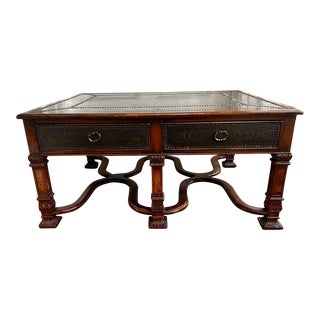 1990s Theodore Alexander Armoury Collection Etched Brass Cocktail Table For Sale