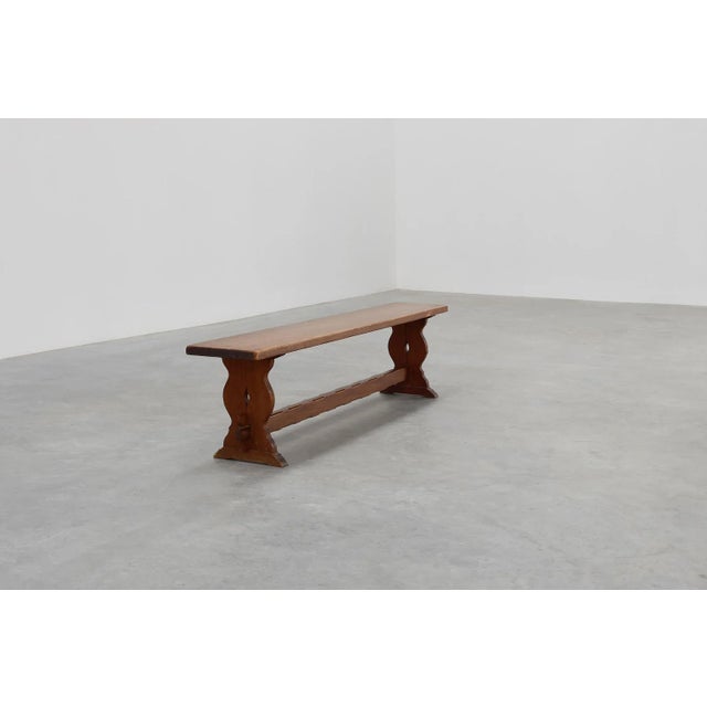 Wood Rustic Oak Bench, France, 1900s For Sale - Image 7 of 13