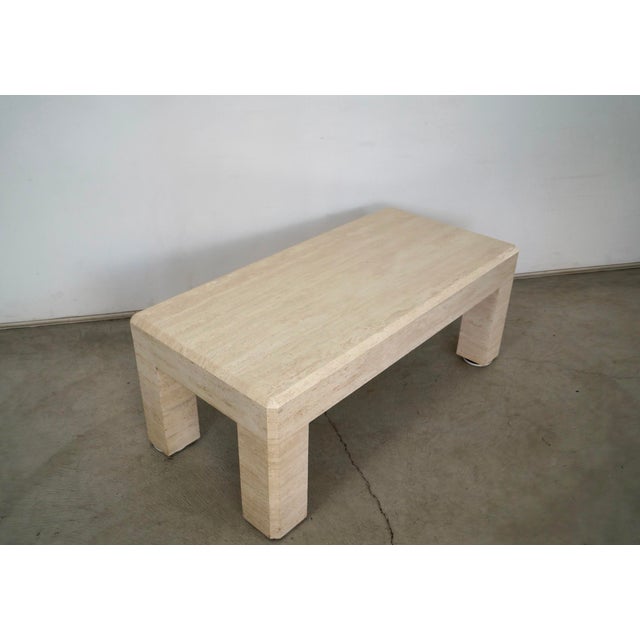 Postmodern 1970’s Hollywood Regency Italian Travertine Coffee Table For Sale - Image 3 of 12