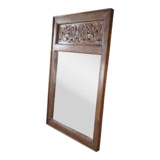 Vintage Mid 20th Century Indonesian Carved Mahogany Over Mantel Wall Mirror For Sale