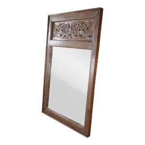 Vintage Mid 20th Century Indonesian Carved Mahogany Over Mantel Wall Mirror