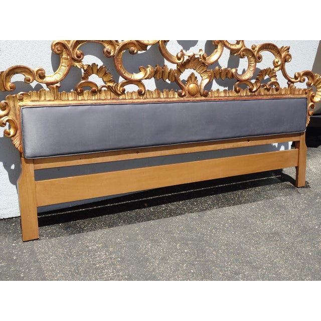 Vintage Italian Rococo Ornate Gold Gilt King Headboard ~ Hollywood Regency For Sale In Los Angeles - Image 6 of 14
