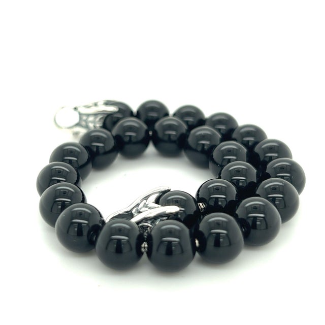 1990s David Yurman Authentic Estate Onyx Spiritual Beads Bracelet 8 Sterling Silver For Sale - Image 9 of 9