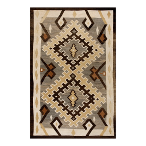 1930s Gray Diamond American Navajo Regional Rug 5' X 7' 8'' Flatweave Wool Carpet