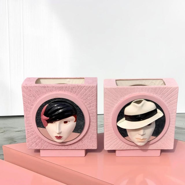 Vintage 1980s His and Hers Box Vases - a Pair For Sale - Image 12 of 13