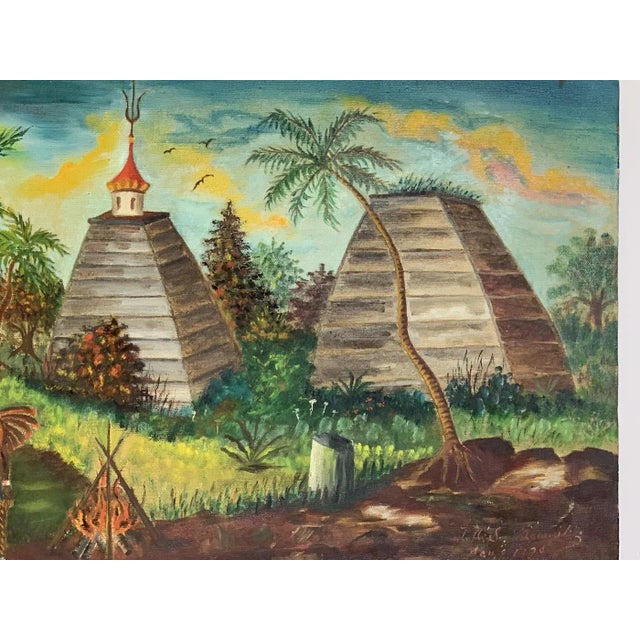 Green Ludwik a Smialkowski 1934 East Indian Agodas Oil Painting For Sale - Image 8 of 11