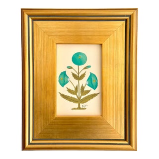 Original Hand-Painted Green Floral Motif Painting in a Plein Air Frame For Sale