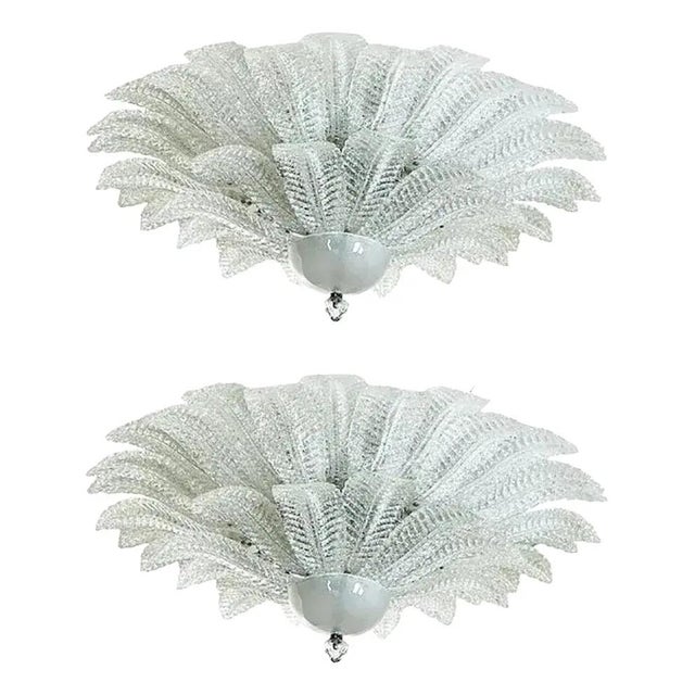 White Venetian Murano Glass Flush Mounts from Simoeng, Set of 2 For Sale - Image 8 of 12
