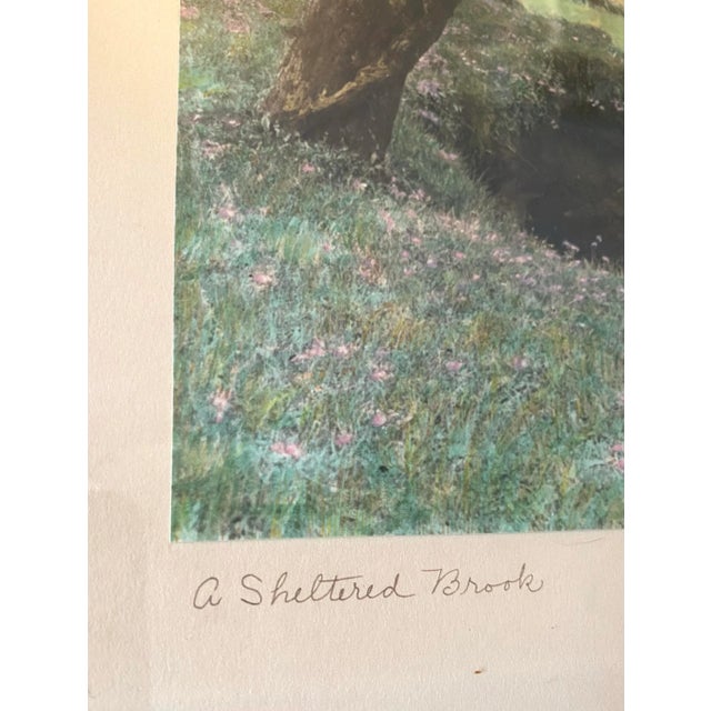 1920s Signed Wallace Nutting a Sheltered Brook Framed Pastel Colored Print For Sale - Image 4 of 5