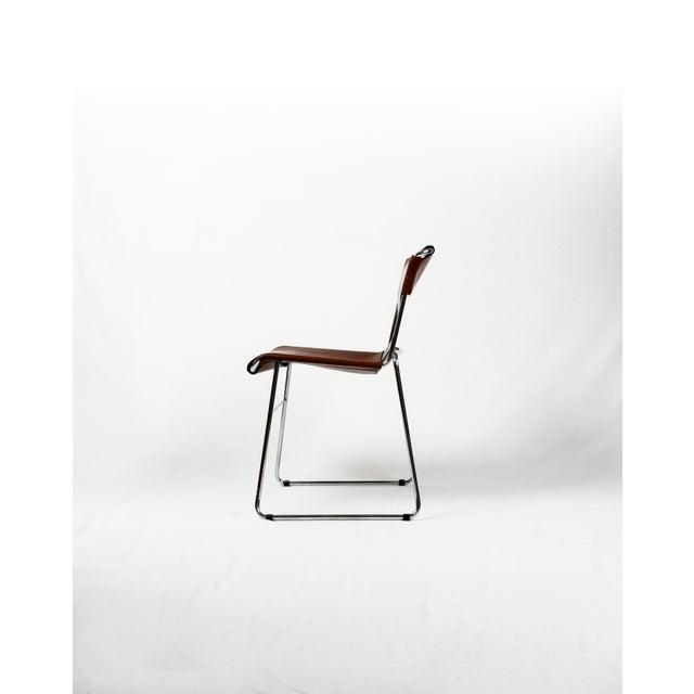Vintage Italian Chrome and Leather Chairs, 1970s, Set of 4 For Sale - Image 4 of 10
