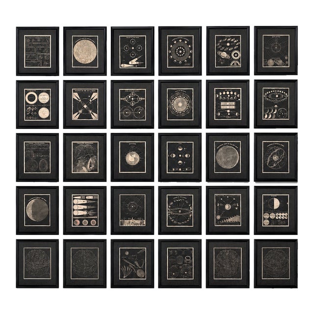1848 Asa Smith Illustrated Astronomy – Complete 30-Plate Framed Original Celestial Gallery Wall For Sale