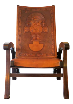 Teak and Tooled Leather Folding Chair by Angel I. Pazmino for Muebles De Estilo, Ecuador, 1970s