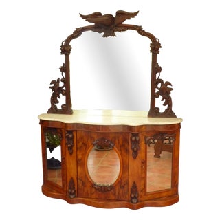Antique Early 19th Century Carved Walnut and Marble Chiffonier, 1830 For Sale