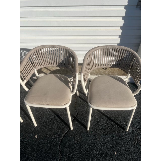 Blu Dot Blu Dot Mate Outdoor Dining Chairs Sunbrella Linen, 6 Pieces For Sale - Image 4 of 5