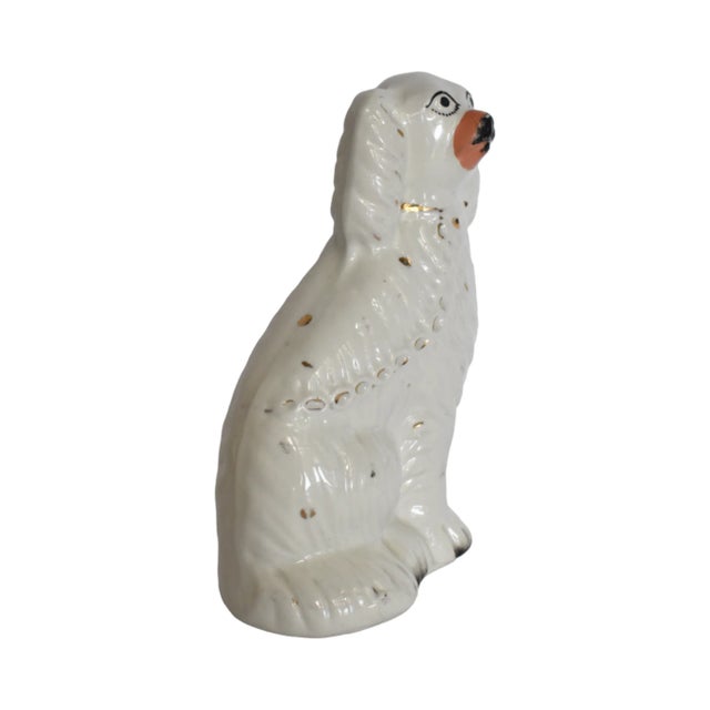 Ceramic Terrence & Tess the White Staffordshire Dogs and Their Portraits by Susannah Carson For Sale - Image 7 of 11