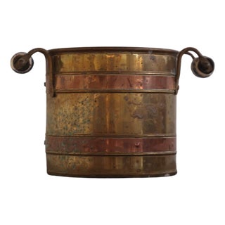 20th Century Belgian Brass & Copper Bucket For Sale