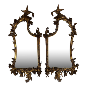 Antique Rococo Chinoiserie Mirrors a Pair