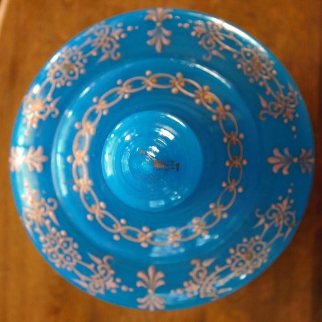 19th Century Antique French Blue Opaline Covered Punch Bowl For Sale In Palm Springs - Image 6 of 14