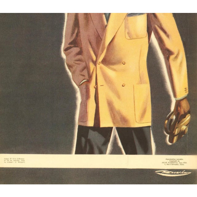 Mid-Century Modern 1950 Mid-Century French Men's Tailoring Fashion Print For Sale - Image 3 of 4