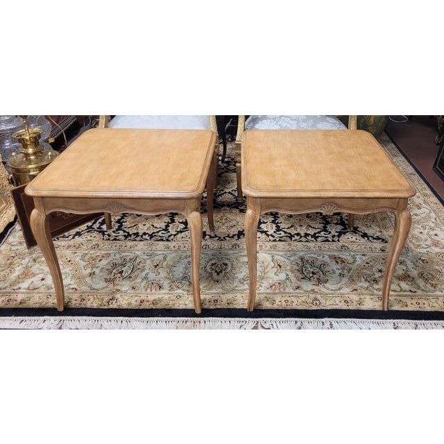French Country 1950s Pair of Country French End Table Blonde Finish For Sale - Image 3 of 12