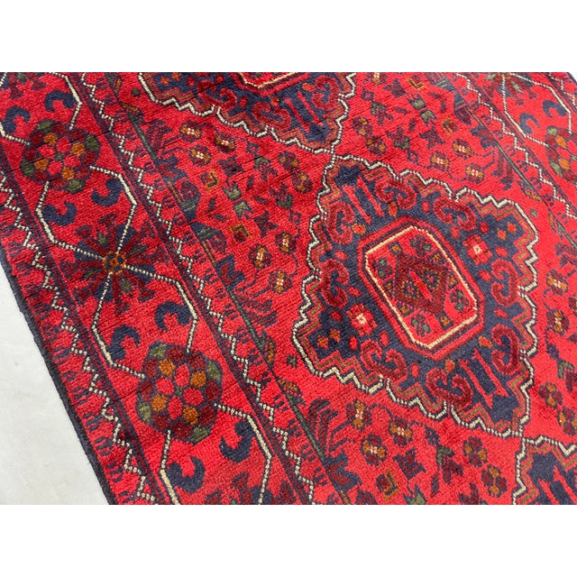 Long Red and Navy Tribal Medallion Runner Rug, 2'7" X 18'5" For Sale - Image 12 of 15
