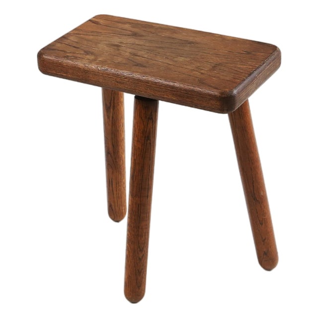 Rustic Wooden Tripod Stool, France, 1940s For Sale
