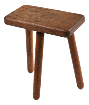 Rustic Wooden Tripod Stool, France, 1940s
