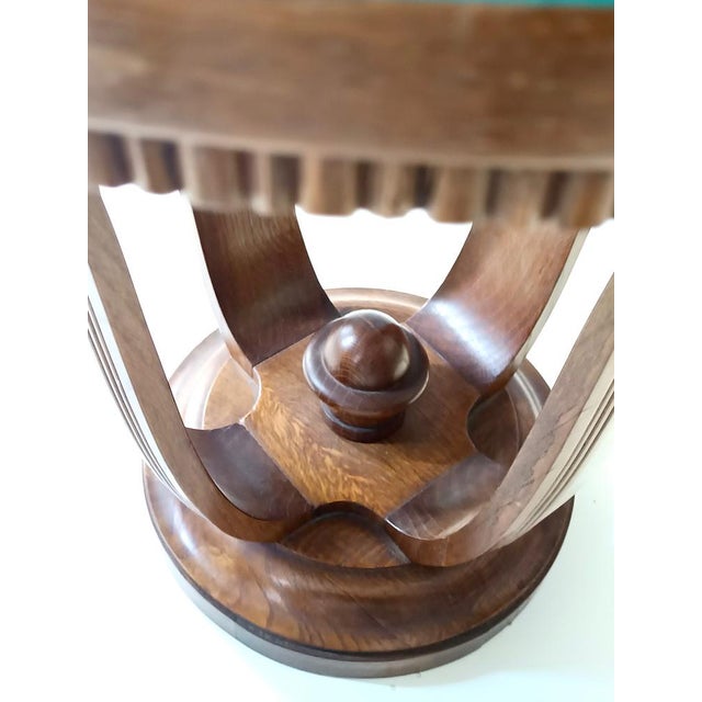 Wood Art Deco Round Oak Durmast and Glass Coffee Table, Italy, 1940s For Sale - Image 7 of 10