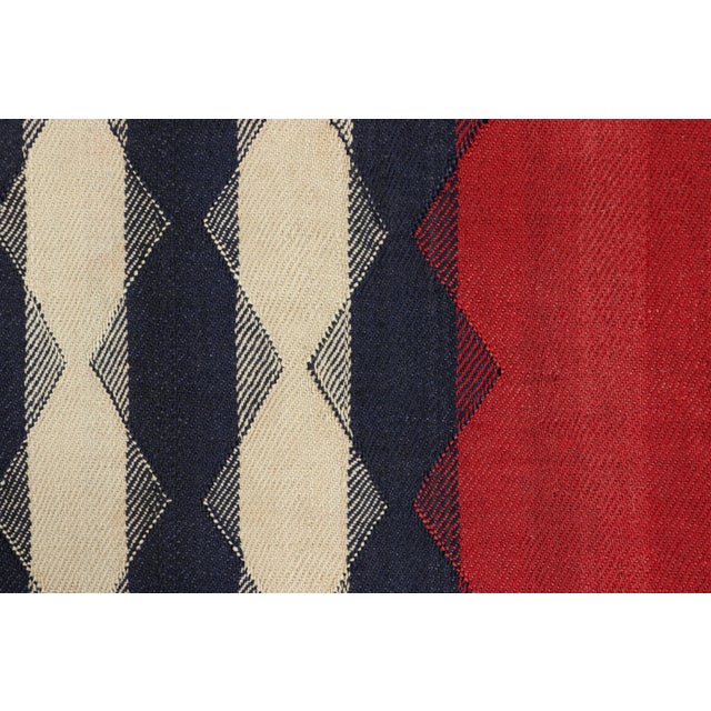 Tribal Vintage Jajim Qashqai Persian Kilim in Red, Blue, and Ivory Tones - Rug & Kilim For Sale - Image 3 of 7