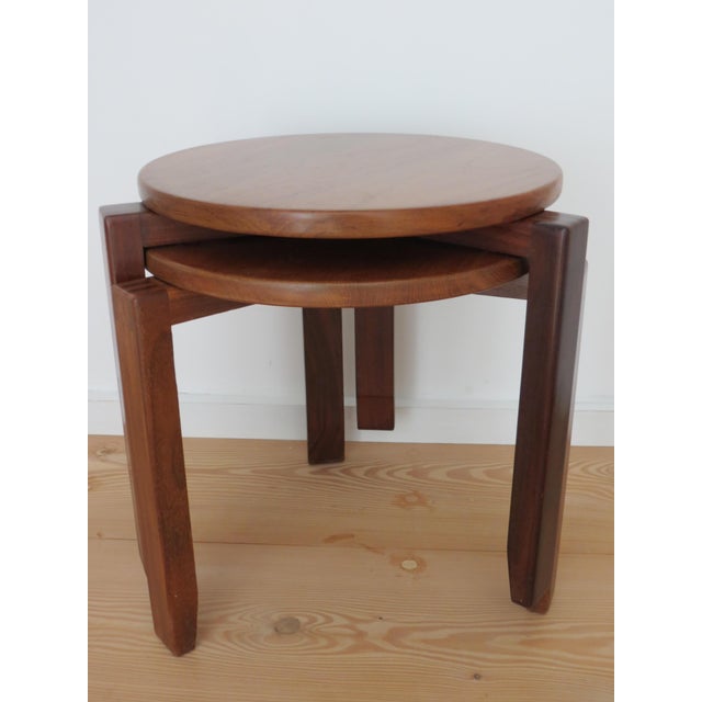 Mid-Century Teak Round Stacking Side Tables, 1960s, Set of 2 For Sale - Image 10 of 18