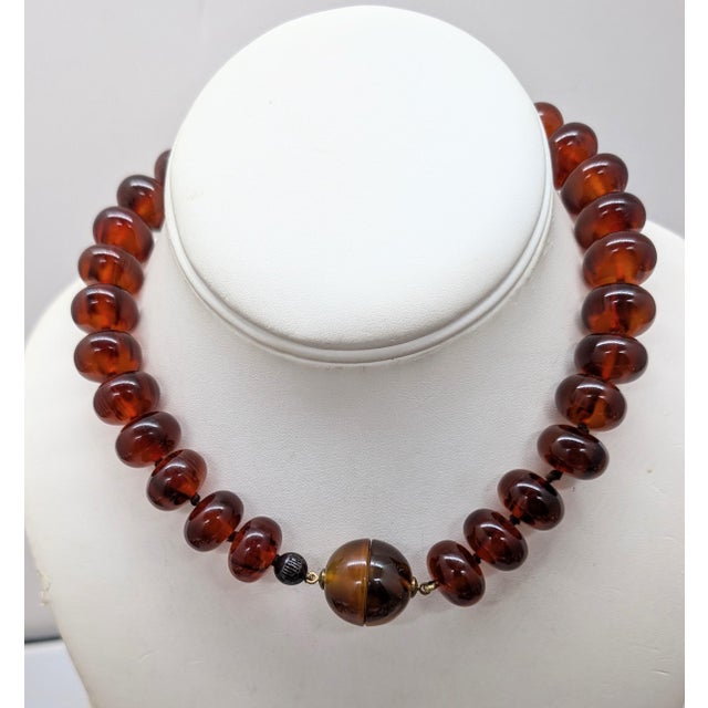 Modern Vintage 1980s Signed Pellini Italy Faux-Tortoise Beaded Necklace For Sale - Image 3 of 6