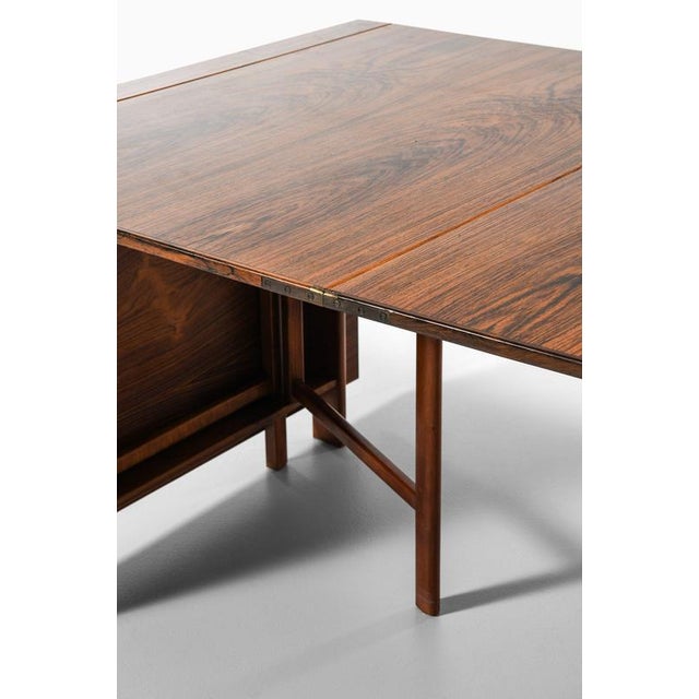 Maria Flap Dining Table in Rosewood, Beech and Brass attributed to Bruno Mathsson, 1950s For Sale - Image 6 of 9
