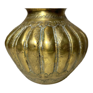 Antique Late 1700's Hand Tooled Moorish Middle Eastern Islamic Brass Pot Jar